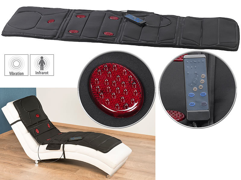 newgen medicals Massagesitzauflage: Shiatsu-Sitzauflage für Rückenmassage,  mit IR-Tiefenwärme & Vibration (Massageauflagen)