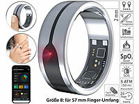 newgen medicals Fitnesstracker-Ring, Herzfrequenz & SpO2-Anzeige, 2 mm, silber, Gr.57