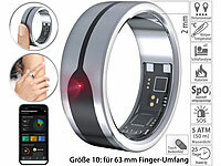 newgen medicals Fitnesstracker-Ring, Herzfrequenz & SpO2-Anzeige, 2 mm, silber, Gr.63