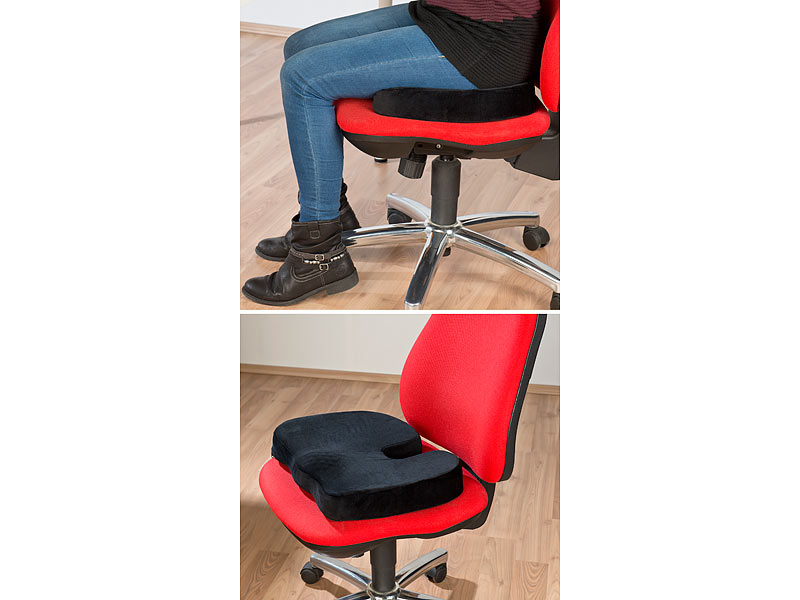 newgen medicals 2er-Set Memory-Foam-Sitzkissen mit Gel-Schicht und  Anti-Rutsch-Bezug