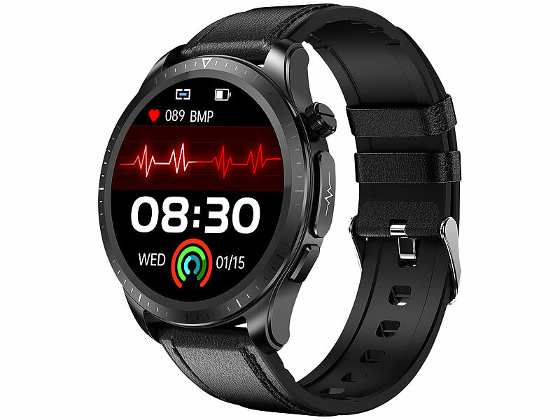 newgen medicals Medizinische Uhr: Medizinische Blutdruck-Armbanduhr mit  Pumpe, E-Ink, Bluetooth & App (Medizinische Uhr Blutdruck)